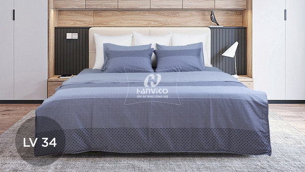 Bộ Chăn Ga Gối Hanvico Living LV34 vải cotton cao cấp