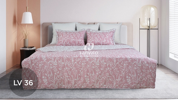 Bộ Chăn Ga Gối Hanvico Living LV36 vải cotton cao cấp