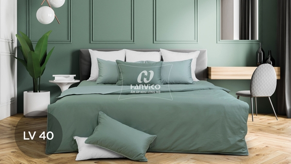 Bộ Chăn Ga Gối Hanvico Living LV40 vải cotton cao cấp