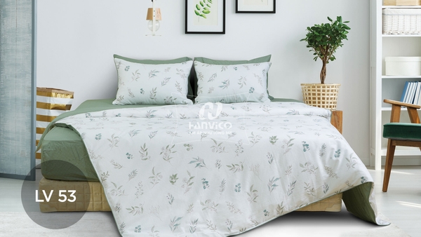 Bộ Chăn Ga Gối Hanvico Living LV53 vải cotton cao cấp