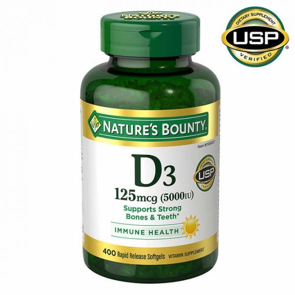VIÊN UỐNG BỔ SUNG VITAMIN D3 NATURE’S BOUNTY VITAMIN D3 125 MCG (5000IU