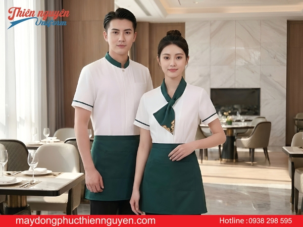 May đồng phục nhà hàng chay