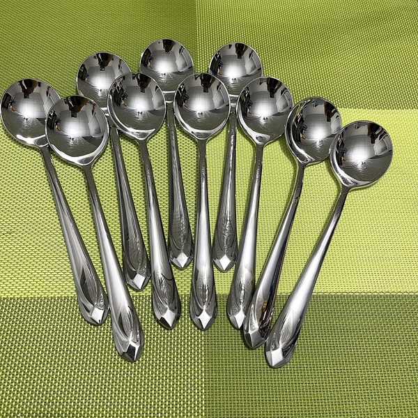 Muỗng Inox Súp Tròn Kim Cương [ Kích Thước: 4.5cm x 19.5cm ]
