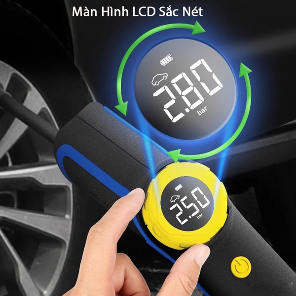 Bơm Điện Cầm Tay Tự Ngắt Michelin M2208S Cho Ôtô, Mô tô, Xe Đạp (Mẫu 2025) - Pin tích hợp 2500mAh