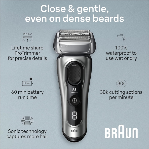Máy cạo râu Braun Series 8 8517s thế hệ mới 4+1 thành phần lưỡi cạo râu (Sx tại Đức)