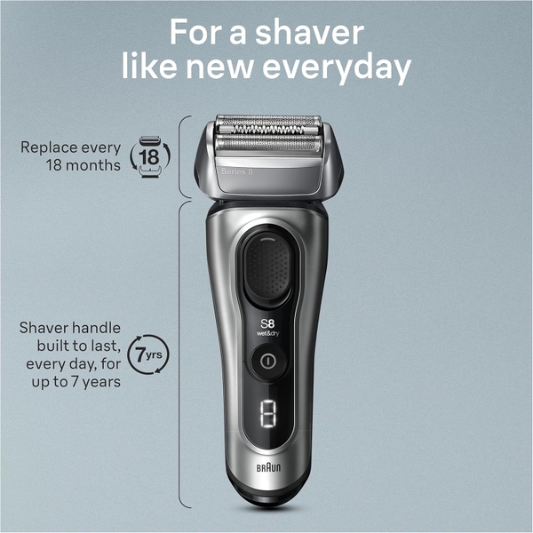 Máy cạo râu Braun Series 8 8517s thế hệ mới 4+1 thành phần lưỡi cạo râu (Sx tại Đức)