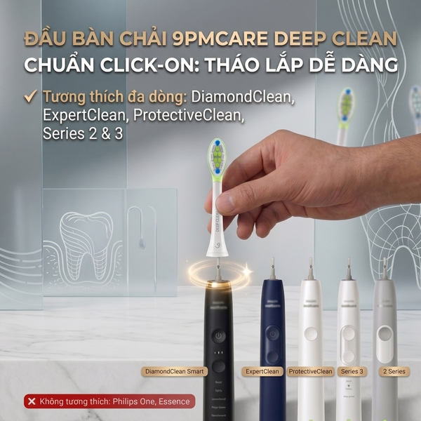 Đầu bàn chải Sonicare làm sạch sâu 9pmcare Deep Clean (Hộp 4) – tương thích Philips Sonicare