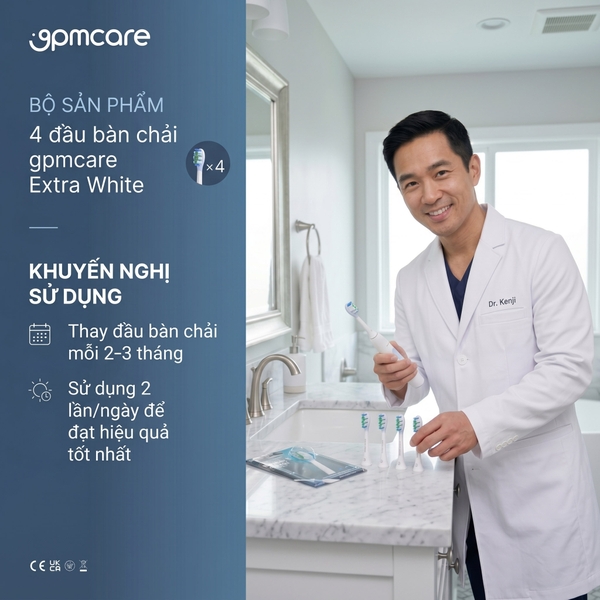 Đầu bàn chải Sonicare làm trắng răng 9pmcare Extra Whiten (Hộp 4) – tương thích Philips Sonicare