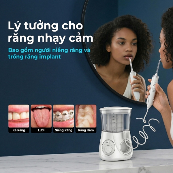 Máy tăm nước để bàn chuyên nghiệp 9pmcare F20 Power Flosser – 600ml, 10 Mức Áp Lực