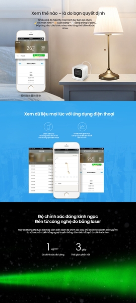 Cảm biến phòng điều hòa đo bụi mịn, nhiệt độ, độ ẩm Broadlink Wifi SN A2 (Có hỗ trợ kết nối App) đo PM2.5/PM10/PM1