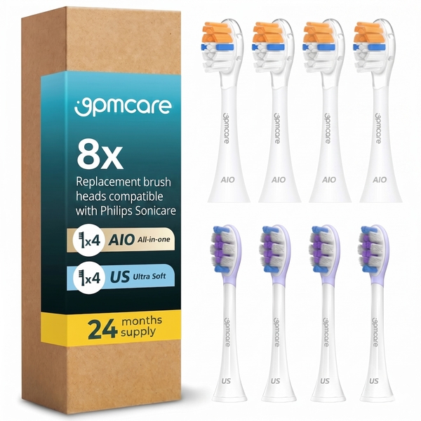Combo 12 Đầu Bàn Chải 9pmcare Tương Thích Philips Sonicare (6 AIO Sạch Sâu & 6 US Lông Siêu Mềm)