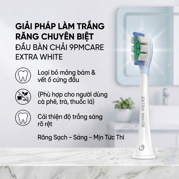 Đầu bàn chải Sonicare làm trắng răng 9pmcare Extra Whiten (Hộp 4) – tương thích Philips Sonicare
