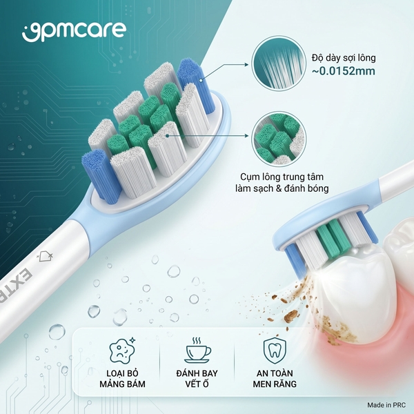 Đầu bàn chải Sonicare làm trắng răng 9pmcare Extra Whiten (Hộp 4) – tương thích Philips Sonicare