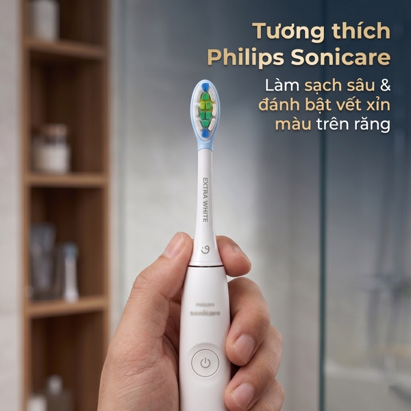 Đầu bàn chải Sonicare làm trắng răng 9pmcare Extra Whiten (Hộp 4) – tương thích Philips Sonicare