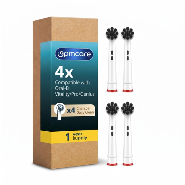 Đầu thay bàn chải điện 9pmcare Charcoal Daily Clean tương thích với Oral-B Vitality/Pro/Smart/Genius