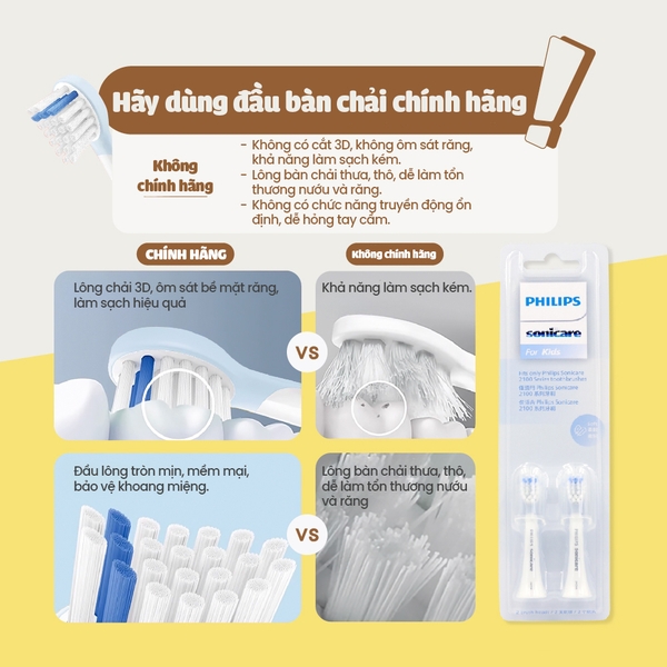 Đầu bàn chải trẻ em Philips Sonicare 2100 cho bé từ 3+ tuổi