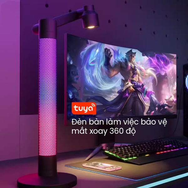 Đèn bàn làm việc thông minh bảo vệ mắt xoay 360° Tuya Wifi Connect HFW-002 (Tương thích Google Assistant)