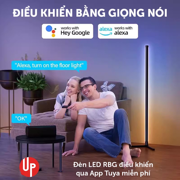 Đèn LED RGB đứng thông minh Tuya trang trí phòng khách, phòng làm việc (điều khiển App, trợ lý ảo Google, Alexa)