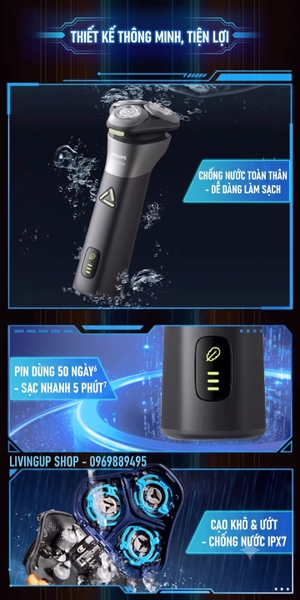 Máy cạo râu khô vào ướt Philips Shaver 3000 Series S3882/00