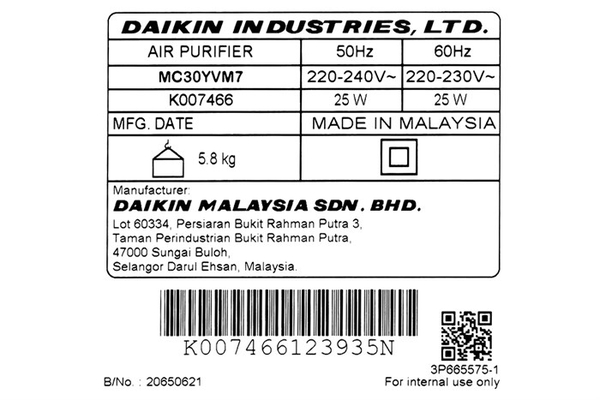 Máy lọc không khí Daikin MC30YVM7 (23m2)