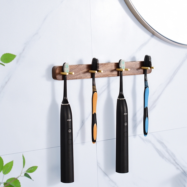 Giá đỡ để bàn chải điện bằng gỗ óc chó