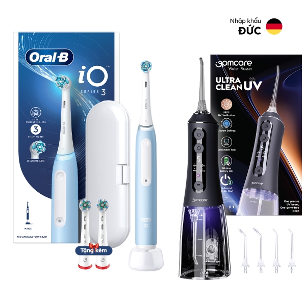 Combo bàn chải điện Oral-B iO Series 3 & Tăm nước 9pmcare Ultra Clean UV