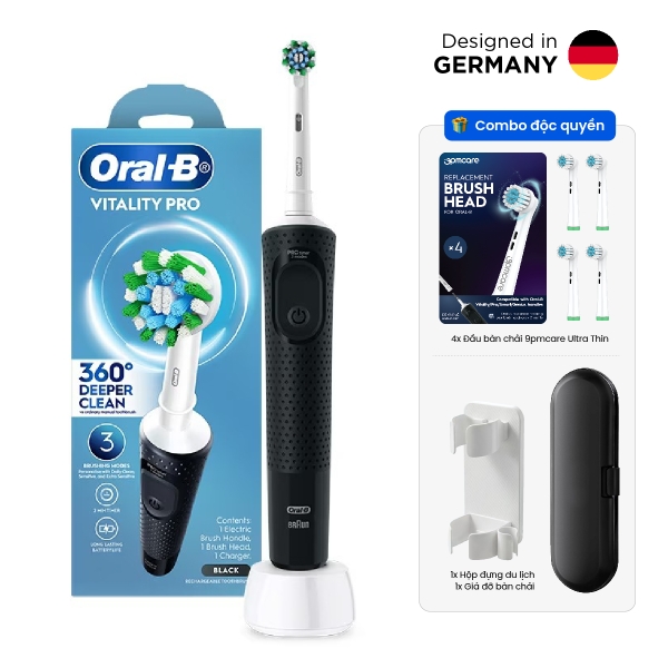 Bàn chải điện Oral-B Vitality Pro 2026 Daily Extra Combo, 5 đầu bàn chải, 3 chế độ làm sạch