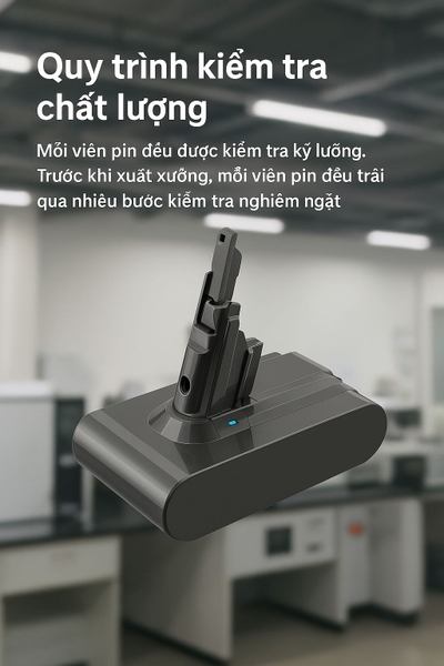 Pin máy hút bụi Dyson V6 dung lượng cao 3000mAh, 4800mAh - Dung lượng thực, tự động ngắt sạc, tương thích toàn bộ Series V6