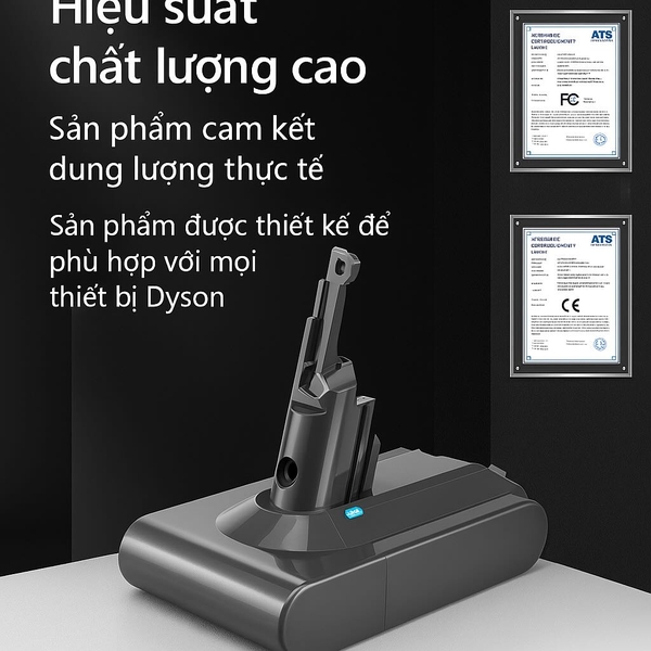 Pin máy hút bụi Dyson V8 dung lượng cao 3000mAh, 4800mAh - Dung lượng thực, tự động ngắt sạc, tương thích toàn bộ Series V8