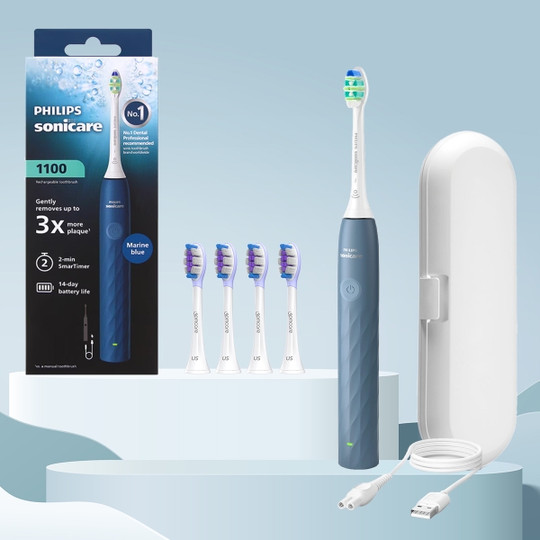 Bàn chải điện Philips Sonicare 1100 (New Gen 2026) - Value Starter Set - sạc có dây