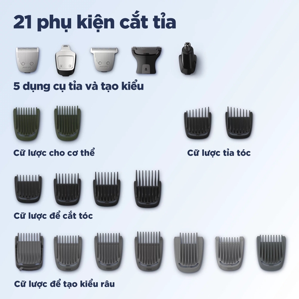 Tông đơ cắt tóc & máy cạo râu đa năng Philips Multigroom Series 9000 (25 pieces)