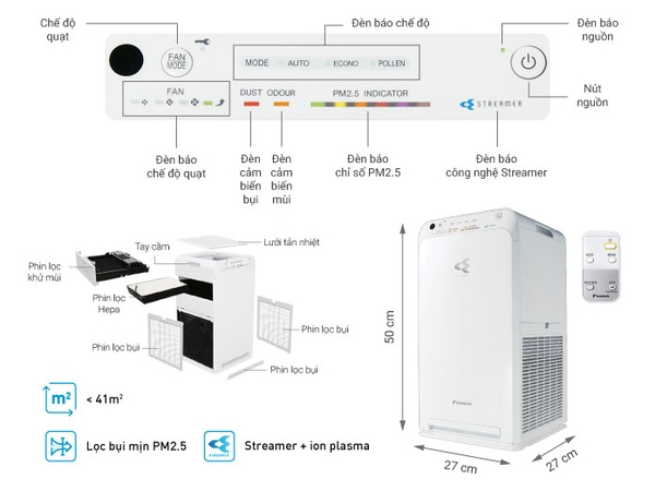 Máy lọc không khí Daikin MC55UVM6-7 (41m2)