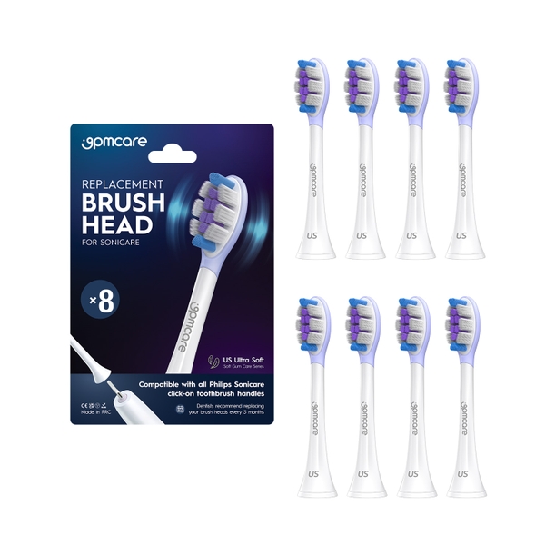 (Hộp 8) Đầu bàn chải điện siêu mềm 9pmcare Ultra Soft tương thích với Philips Sonicare – Cho răng nhạy cảm