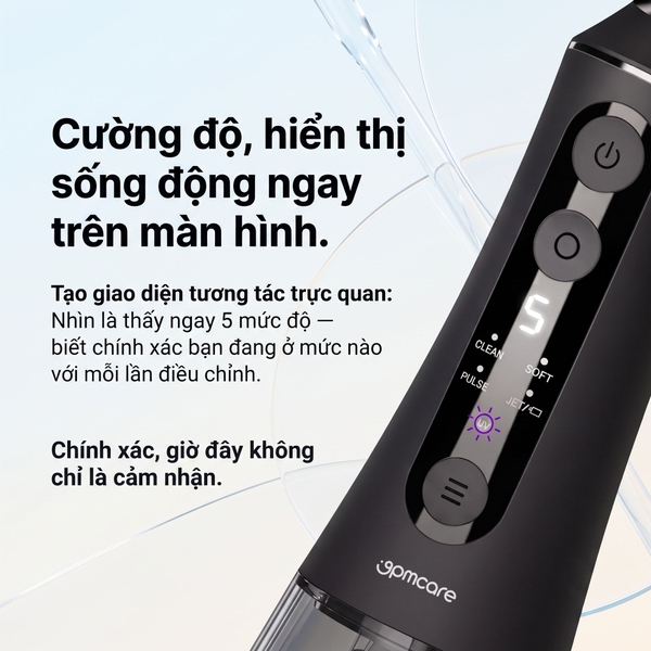 Tăm nước di động 9pmcare Ultra Clean UV (Pin 40 ngày, 4 chế độ + khử khuẩn bằng tia UV, 5 mức tùy chỉnh lực nước)