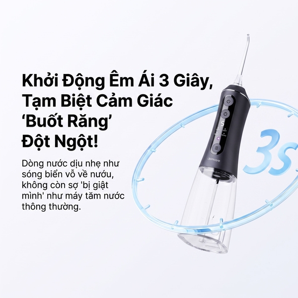 Tăm nước di động 9pmcare Ultra Clean UV (Pin 40 ngày, 4 chế độ + khử khuẩn bằng tia UV, 5 mức tùy chỉnh lực nước)