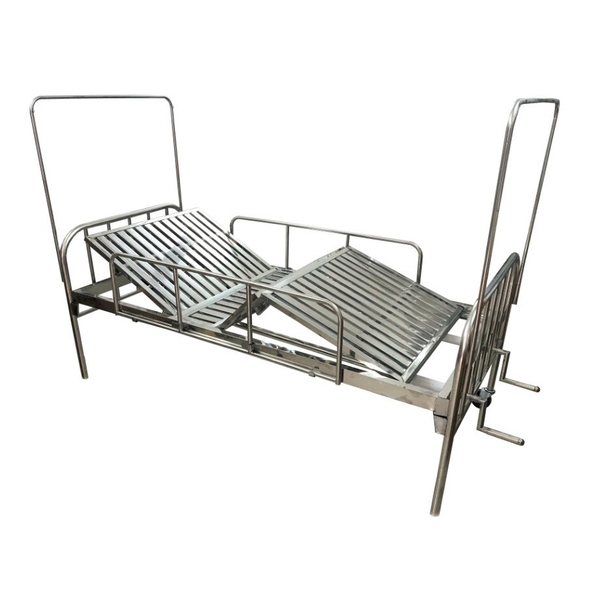 Giường inox bệnh nhân 2 tay quay