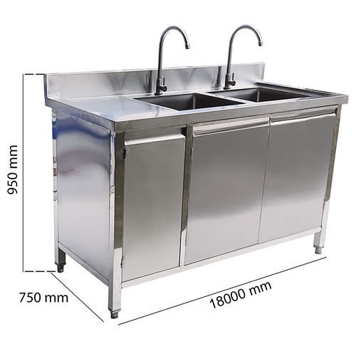 Tủ Inox 2 Bồn Rửa 1800×750 mm