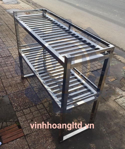 giá kệ inox 2 tầng thanh vuông