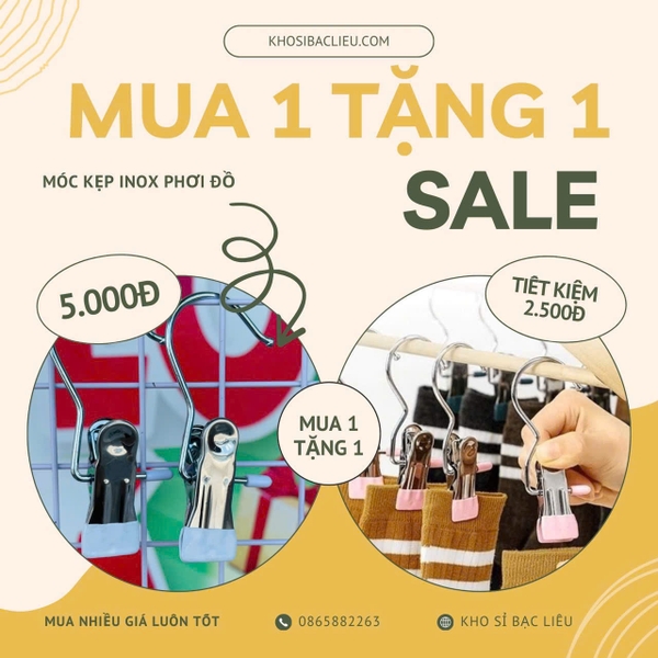 Móc Inox Treo Quần Áo Tất Vớ Mua 1 Tặng 1 (1)