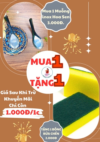 MUỖNG INOX TRUYỀN THỐNG BÔNG SEN ( MUA 2 TẶNG 1) ( VIP TẶNG KO CK)