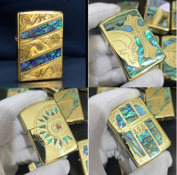 Hột Quẹt Zippo Khảm Xà Cừ BRADFORD LOẠI CHUẨN ( Zippo Armor Vỏ Dày Đời 22 ) – Có Hộp – Tem Đỏ