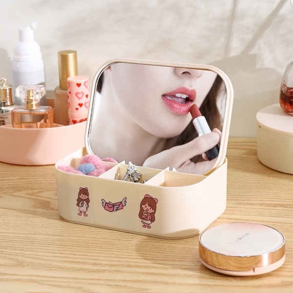 Hộp Đựng Vật Dụng Trang Điểm Kèm Gương (3)