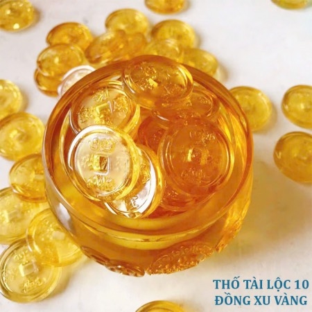 HŨ THỐ TÀI LỘC 10 ĐỒNG XU PHA LÊ VÀNG PHONG THUỶ (9)