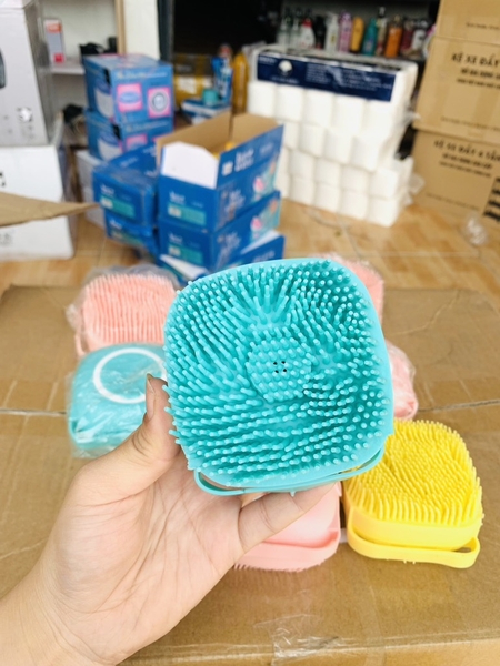 Bông Tắm Silicon Tạo Bọt Có Chỗ Đựng Xà Phòng (2)