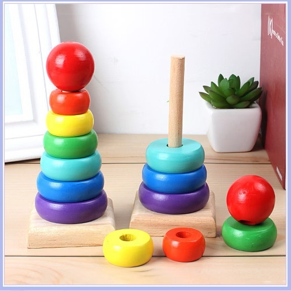 THÁP GỖ RÁP HÌNH TRÒN BẰNG GỖ PHÁT TRIỂN TRÍ THÔNG MINH CHO BÉ (1)