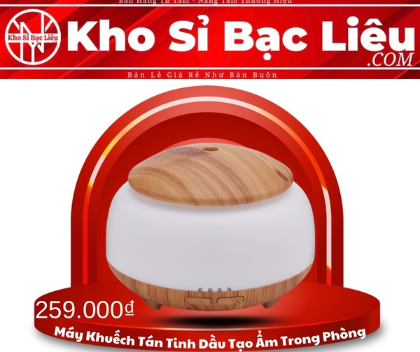 Máy Khuếch Tán Tinh Dầu , Tạo Ẩm Phun Sương Có Đèn Mẫu Lớn vân Gỗ