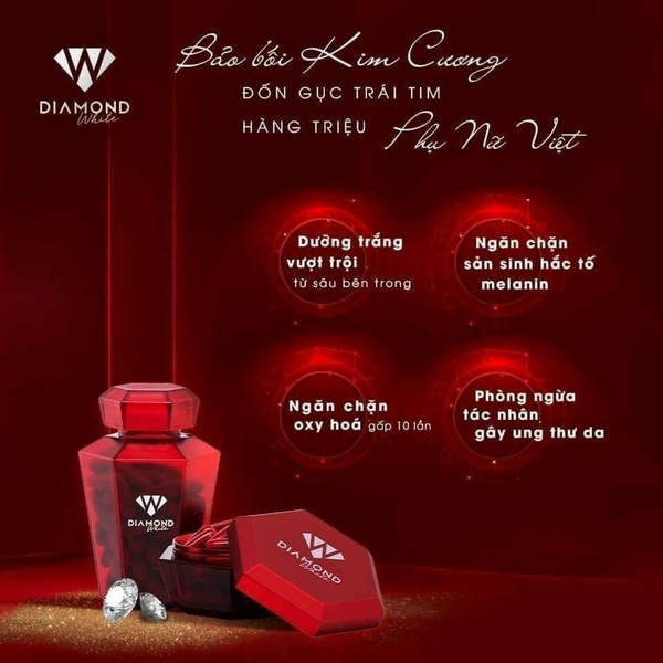 Viên Uống Trắng Da DIAMOND Ngọc Trinh Đỏ C.Hãng Lẻ Cty 1.380k (không tặng kèm quà)