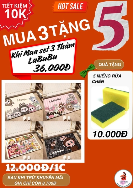 THẢM LÓT CHÂN CHỐNG TRƯỢT LABUBU HOT TREND (1)