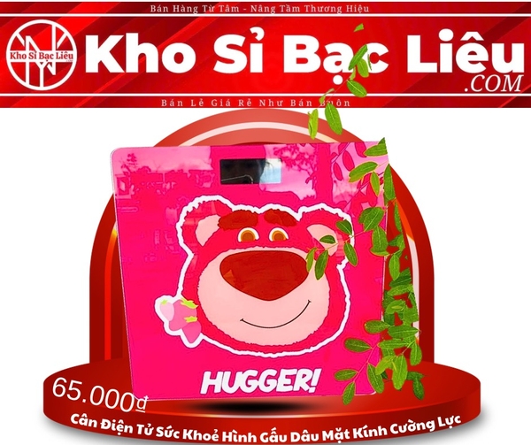 Cân Sức Khoẻ Điện Tử Hình Gấu Dâu Mặt Kính Cường Lực (6)