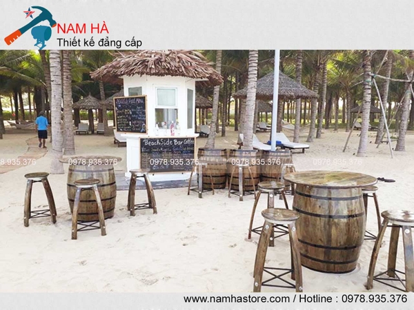 bàn ghế gỗ trang trí ngoài trời